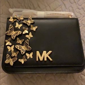 Michael Kors Black Leather Butterfly Chain Bag